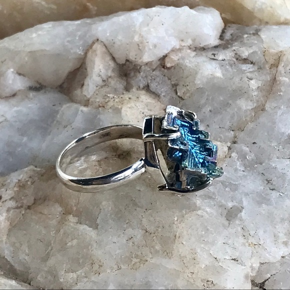 BISMUTH CRYSTAL 925 sterling silver ring size 7 - Picture 9 of 10
